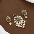 Victorian Polished Kundan Pendent Butti Set With Colors