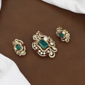 Victorian Polished Rectangle Stone Pendent butti Set