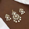 Victorian Polished Kundan Pendant and Earrings Set