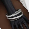 Modern Silver-Toned American Diamond Designer Bangle Set