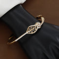 Elegant Gold Leaf-Design Diamond Bangle Bracelet
