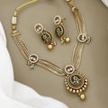 Antique Gold-Plated Emerald & Ruby Necklace Set