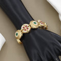 Royal Emerald & Ruby Gold-Plated Circular Medallion Bracelet