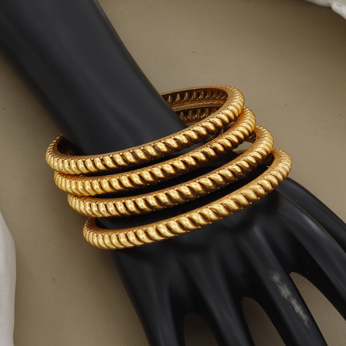 Traditional Gold-Plated Twisted Rope Antique Bangles Set