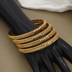 Traditional Antique Gold Bangle Set with Ruby & Emerald Stones