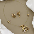 Antique Gold Peacock Chandbali Necklace Set with Stones & Pearls