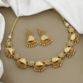 Antique Gold Enameled Necklace Set with Bead Drops