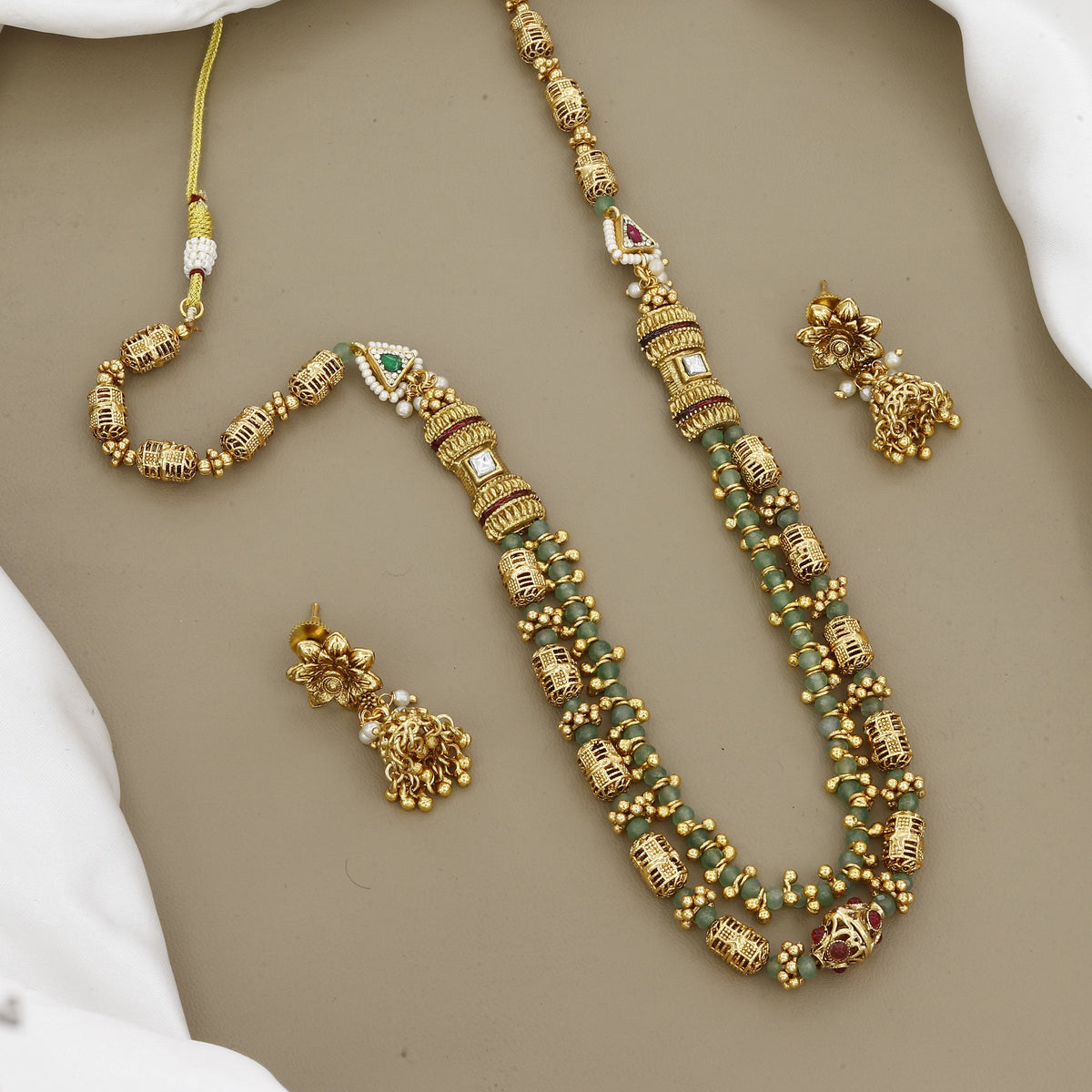 Traditional Antique Gold Layered Mala Set