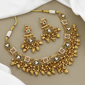Antique Gold-Plated Filigree Necklace Set with Bold Enamel Accents and Heavy Clusters