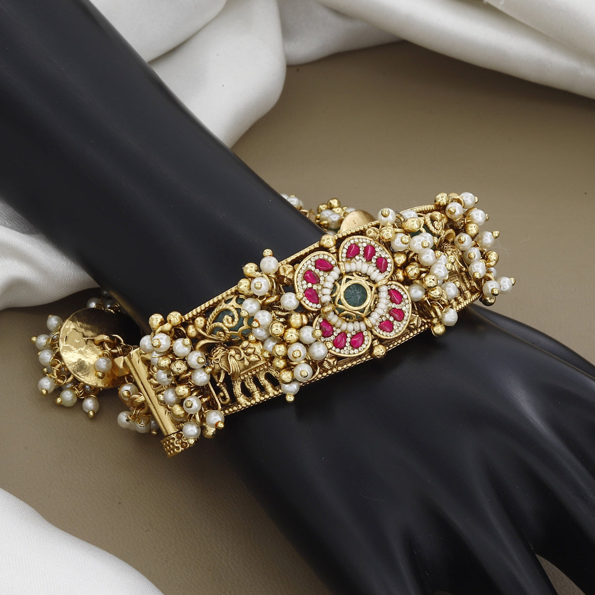 Traditional Antique Gold-Plated Guttapusalu Kada