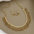 Traditional Ruby, Emerald & CZ Stone-Studded Gold Choker Set