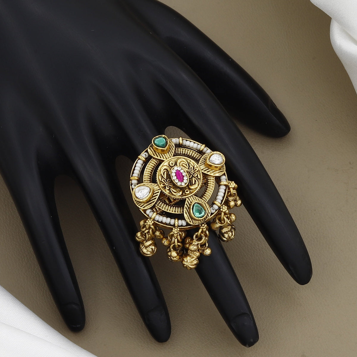 Antique Gold-Plated Circular Statement Ring