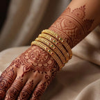 Traditional Antique Gold Bangle Set with Ruby & Emerald Stones