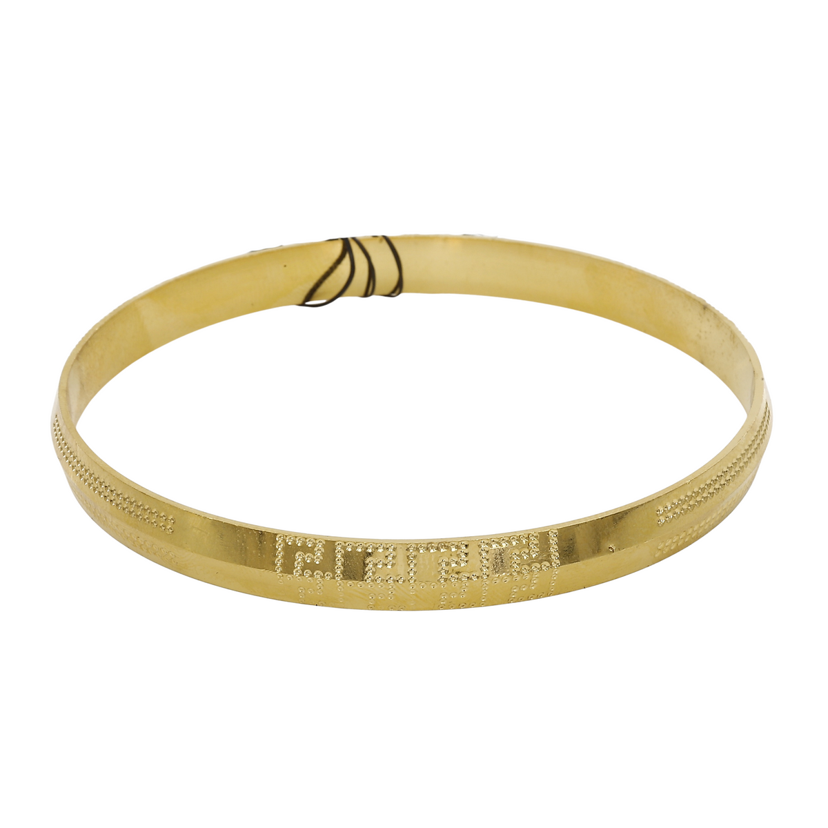 Gold Polished Geometric Design Starling Panjabi (8mm) Kada(24gm)