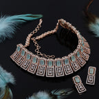 Square Design Rose Polished Choker Set For Women