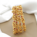 Traditional Antique Ghughri Bangle Set with Ruby Stones
