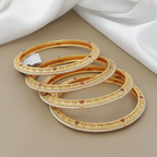 Antique Set of 4 Bangle Set with Ruby and Pearl Detailing