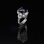 Big Color Diamond Silver Tone Freesize Ring