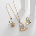 Rose Polished Lock Design Pendent Set