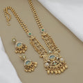 Antique Gold Plated Peacock Necklace Set with Green Stones