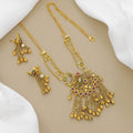 Antique Gold Plated Peacock Necklace Set with Ruby and Green Stones