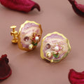 Big Size Pastel Flower Design Vintage Earrings