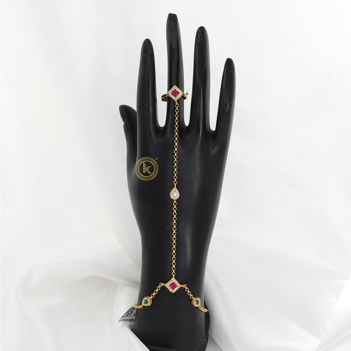 Gold Plated Antique Hath Panja with Kundan Accents