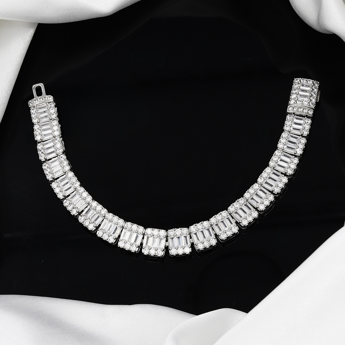 The Classic Silver Emerald Cut Diamond Tennis Bracelet