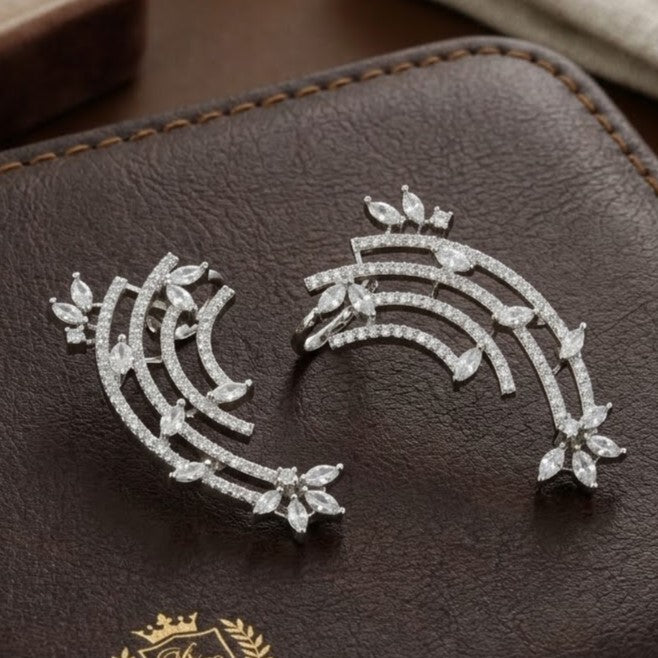 Stunning Silver Crystal Statement Ear Cuff